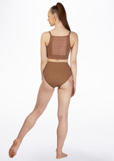 Bloch Stripe Mesh Camisole Crop Top* Brown Back [Brown]