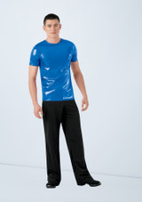 Weissman Metallic Crewneck Shirt Blue Front 2 [Blue]