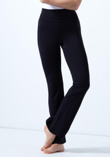 Intermezzo High Waist Bootcut Leg Dance Pants Black Front [Black]