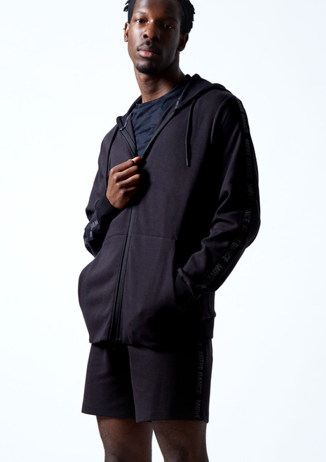 Move Dance Men's Pulse Zip Up Hoodie Black Front [Black]