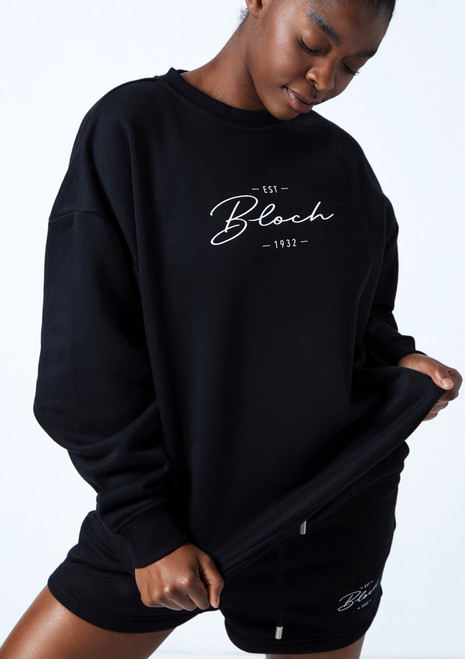 Bloch Terry Oversized Sweatshirt Black Close up front [Black]