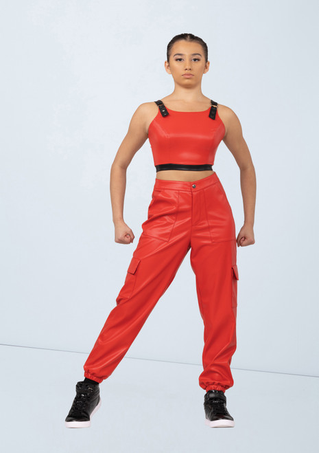 Weissman Faux Leather Crop Top Red 58 [Red]