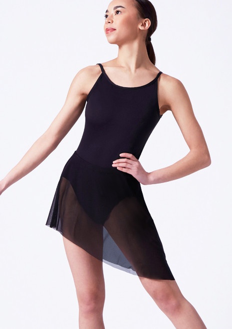 Move Dance Riley Asymmetric Mini Skirt Black Front [Black]