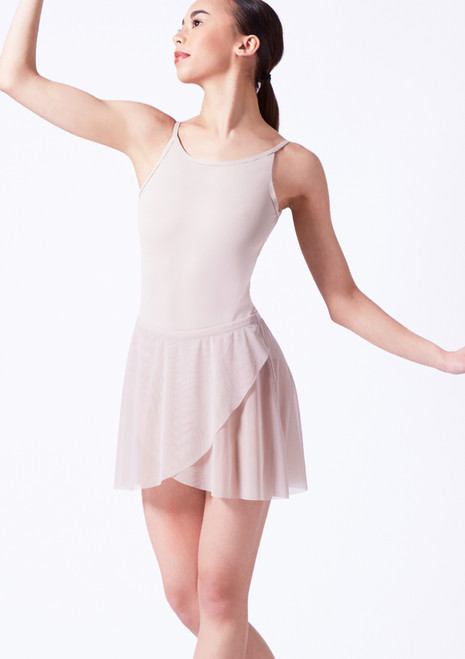Move Dance Eliana Mock Wrap Skirt Front [Brown]