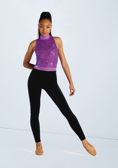 Weissman Sequin Mock Neck Unitard Electric Purple 3 [Purple]