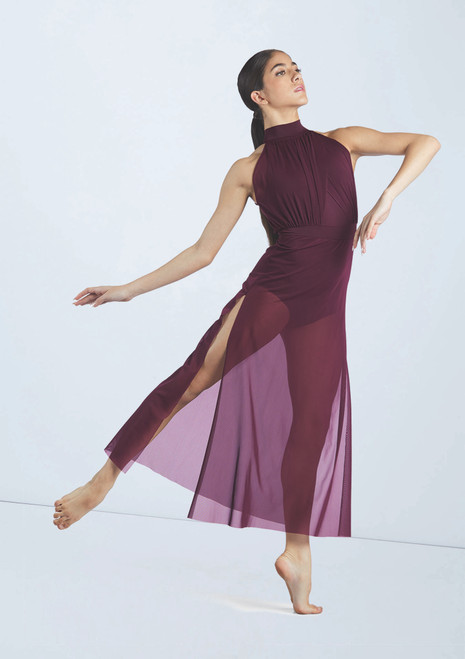 Weissman Crisscross Mesh Maxi Dress Raisin 3087 [Purple]