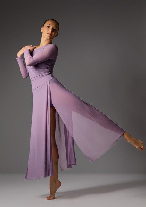 Jolista Faithful Long Mesh Skirt Dark Lilac Front [Purple]