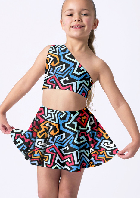 Alegra Girls Print Scarlett Asymmetric Top AZT Front [Patterned]