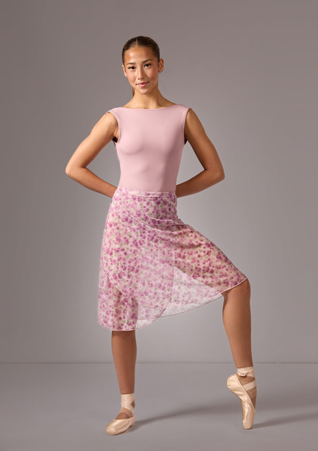 Long Wrap mesh skirt Grey Front [Grey]