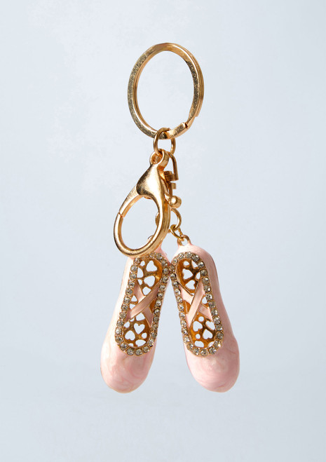 Enamel diamante Ballet Shoe Bag Charm Pink Front [Pink]