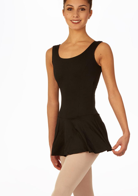 So Danca Tank Sleeve Skirted Leotard Black Front [Black]