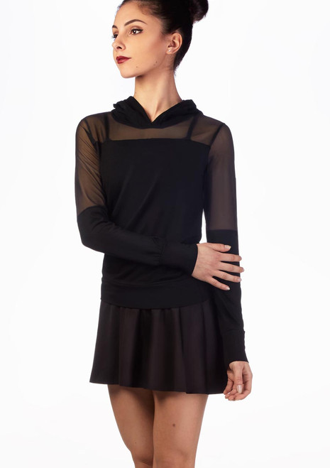 Ballet Rosa Supersoft Mesh Hoodie Black Front [Black]