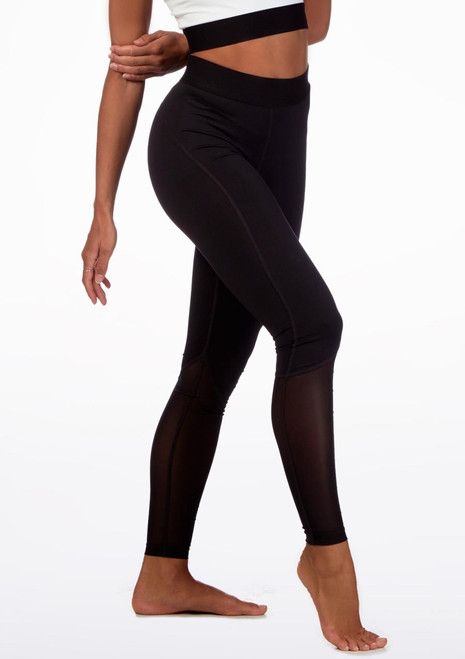 Move Dance Ankle Mesh Dance Legging Black Front [Black]