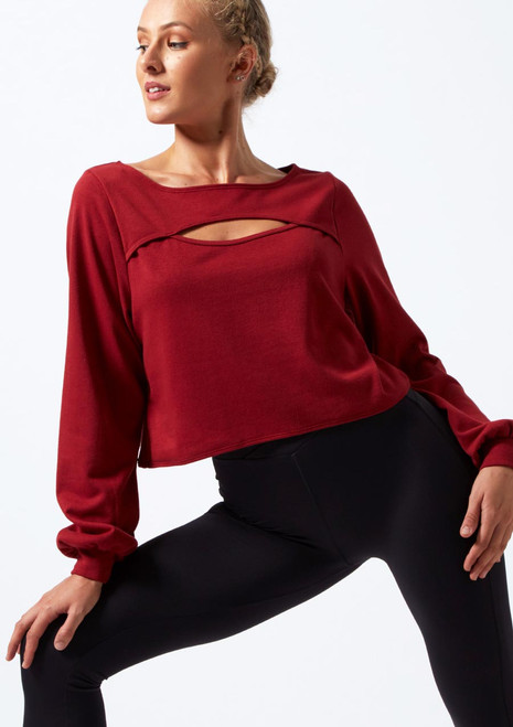 Move Dance Dare Cut Out Sweatshirt Red Front [Red]
