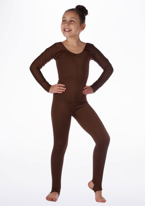 Alegra Girls Shiny Blaine Catsuit Brown Main [Brown]