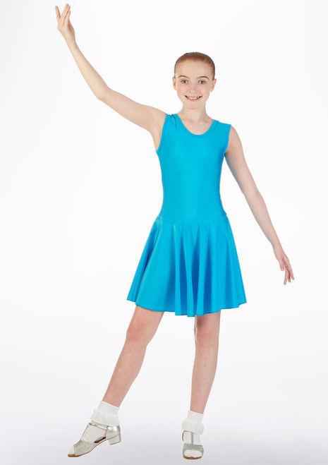 Tappers & Pointers Girl's Tank Ballroom and Latin Dress Blue Front [Blue]