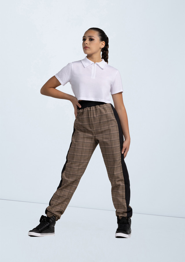 Plaid Jogger Pants Brown [Brown]
