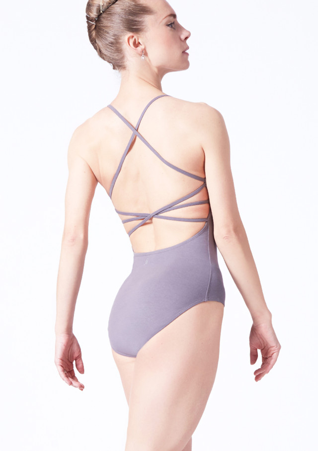 Move Dance Vienna Twist Strap Leotard Dark Grey Back [Grey]