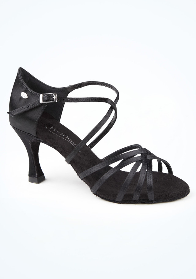 PortDance 631 Satin Ballroom & Latin Shoe - 2.4" [Black]