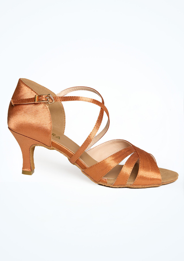 Alegra Cinzia Tan Satin Dance Shoe - 2.25" [Brown]