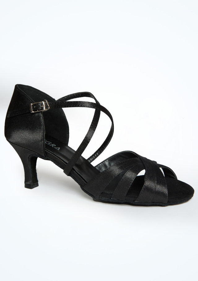 Alegra Cinzia Black Satin Dance Shoe - 2.25" [Black]