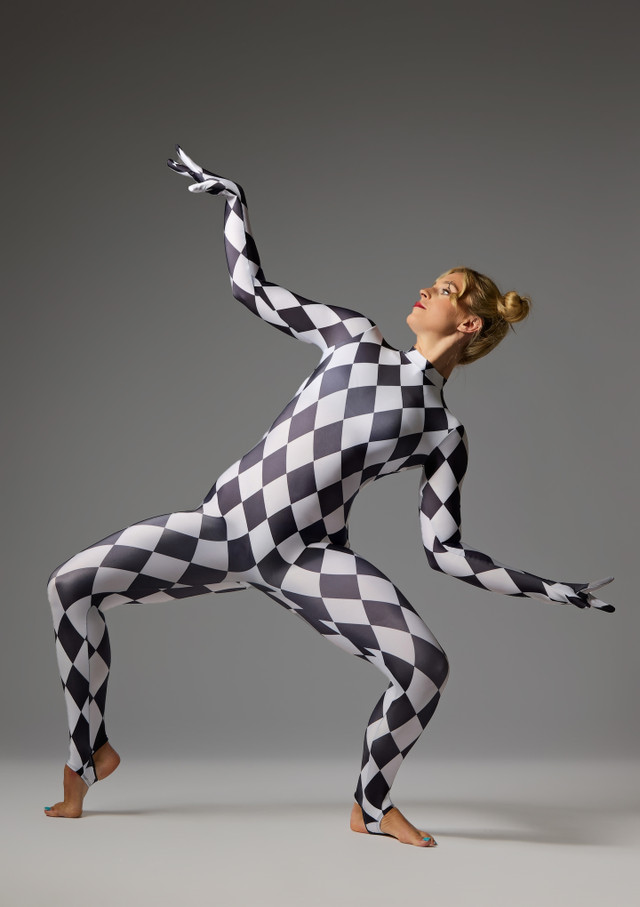 Jolista Gambit Harequin Glove Catsuit Black-White 48 [Black]