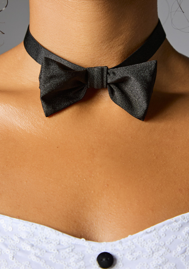 Shiny Nylon Bow Tie Black 54 [Black]
