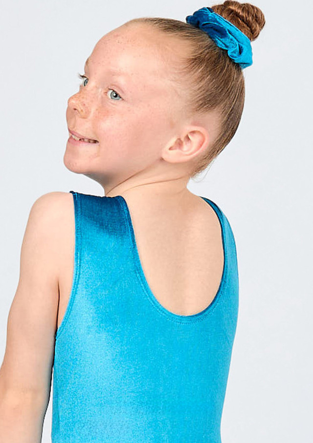 Alegra Soar Velour Gymnastics Scrunchie Teal Back [Blue]