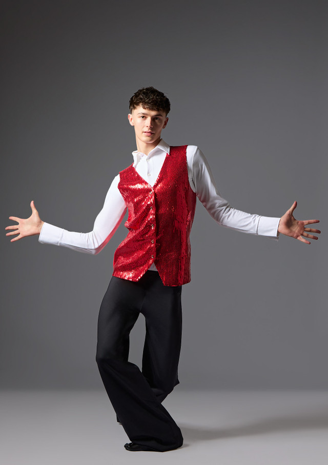 Jolista Men's Maestro Costume Waistcoat Red Front [Red]