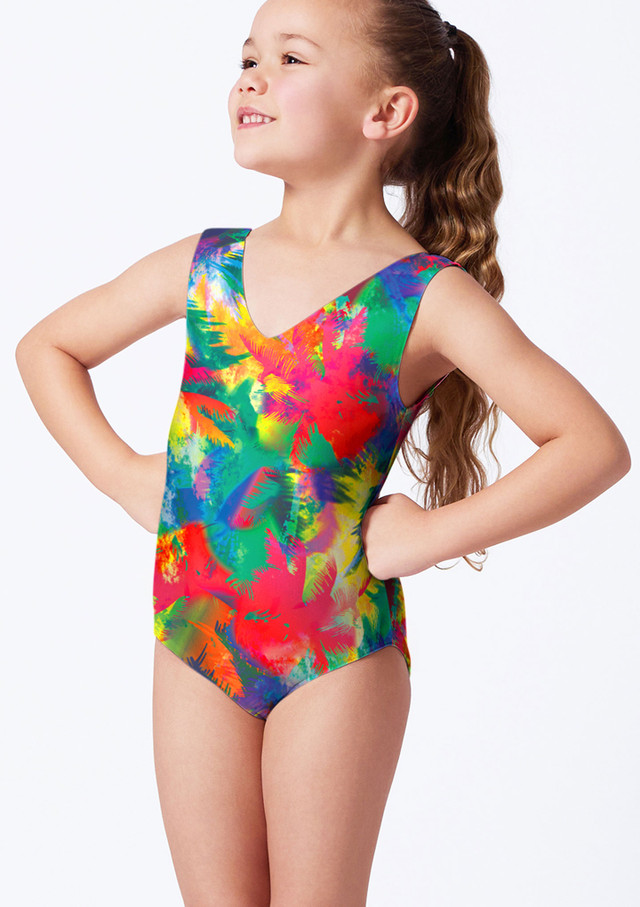 Alegra Girls Print Carly Leotard JUN Front [Green]