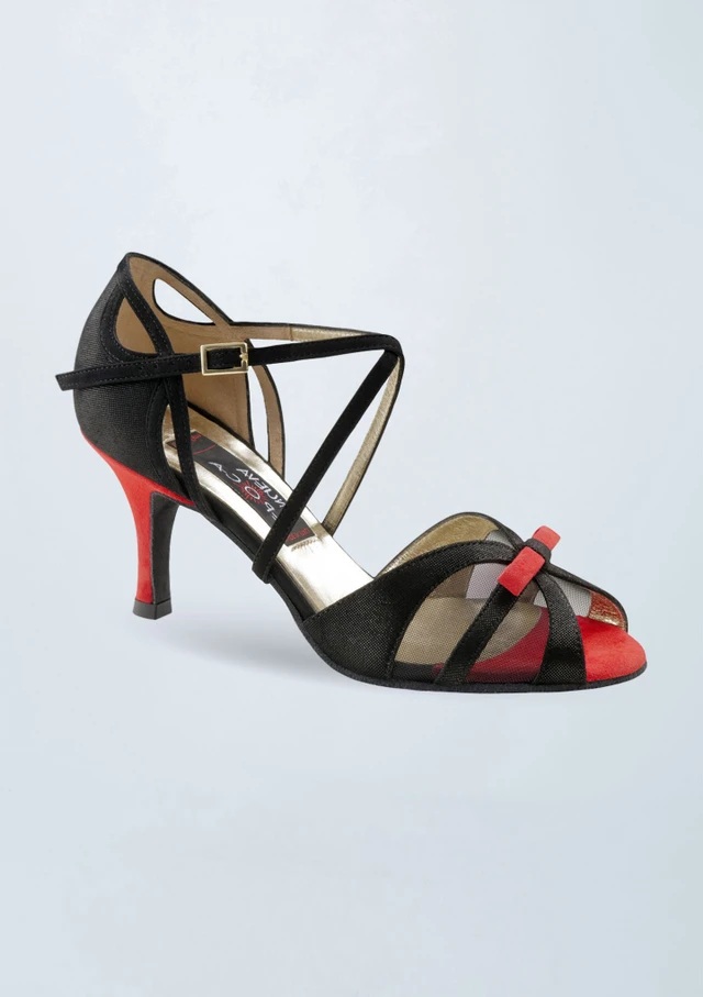 Werner Kern Beatriz Suede Dance Shoe - 3.15" Black-Red Front [Black]