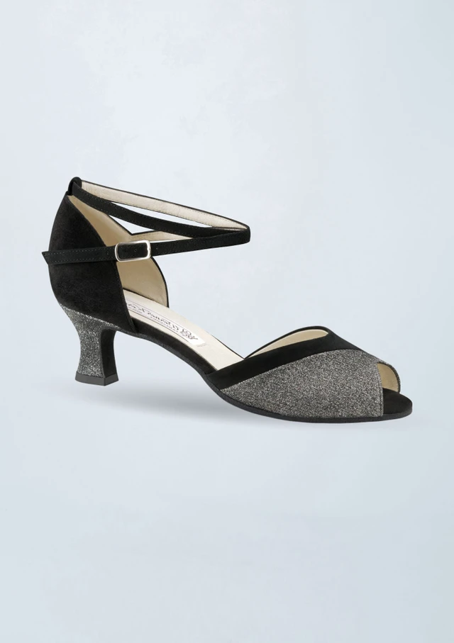 Werner Kern Steph Suede Dance Shoe - 2.17" Black and Silver Front [Black]