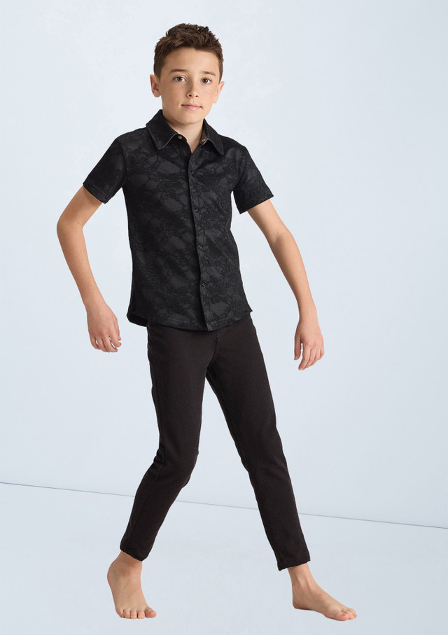 Weissman Boys Collared Lace Shirt Black 5 [Black]