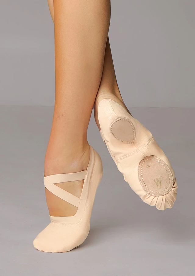 Move Dance Stretch Canvas Split Sole Ballet Shoe Pink Front [Pink]