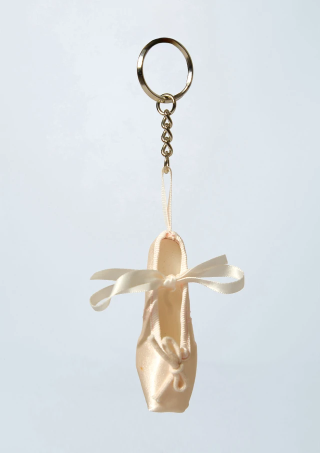 Satin Ballet Shoe Bag Charm Pink Front [Pink]