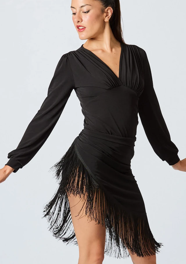 Intermezzo Herta Fringed Skirt Black Front [Black]
