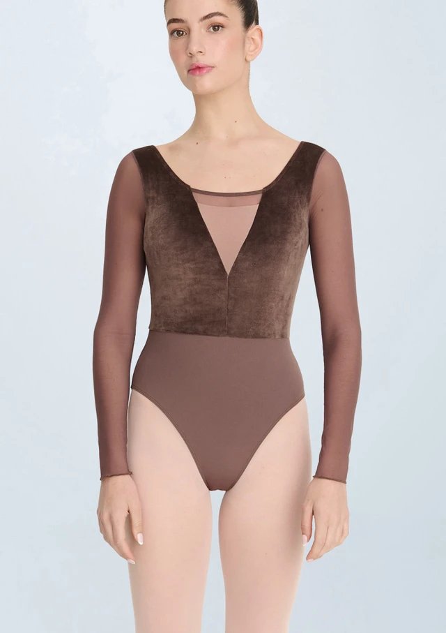 Intermezzo Iseult Long Sleeved Leotard Mink Front [Brown]