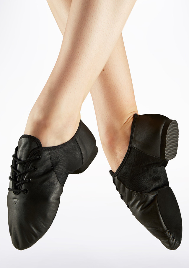 Move Dance Leather Split Sole Jazz Shoe Black Main [Black]