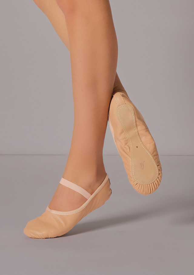 Move Dance Pink Full Sole Leather Ballet Shoe Ballet Pink Front [Pink]