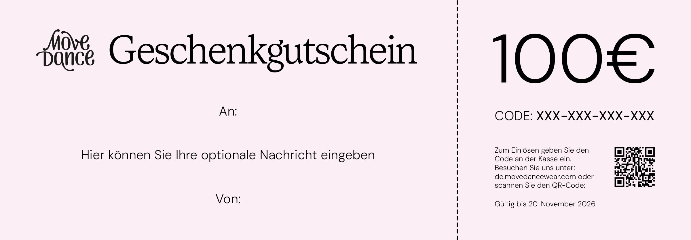 Digitaler Move Dance Geschenkgutschein