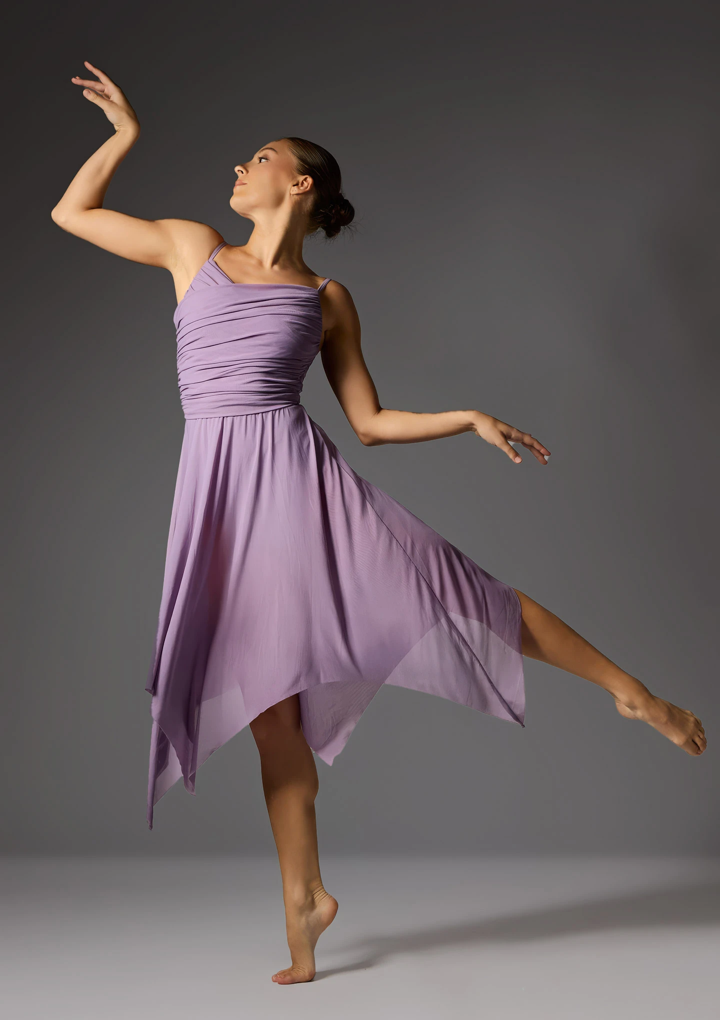 Jolista Cherish Camisole Mesh Lyrical Dress Dark Lilac Front [Purple]