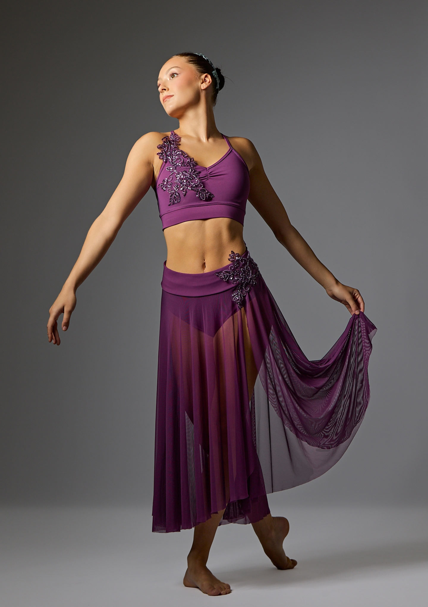Jolista Whisper Lyrical Costume Skirt Plum Front [Purple]