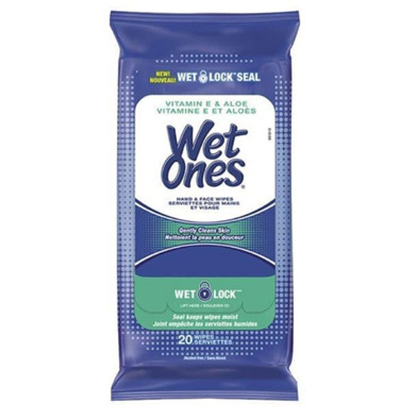 Wet Ones Vitamin E & Aloe Hand & Face Wipes - 20pk