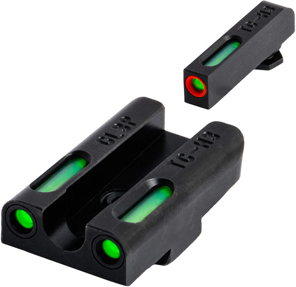 Truglo TFX PRO GLOCK 42/43 Front And Rear Set Green TFO Night Sights Orange Ring Steel Black