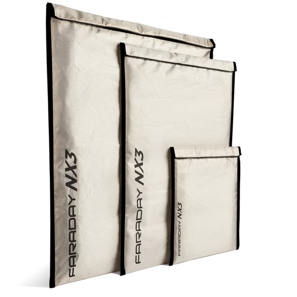 Faraday - NX3 Triple-Layer CYBER Fabric Forensic Bag - 3pc Medium Kit 85db ESD/EMP 14539 Canada