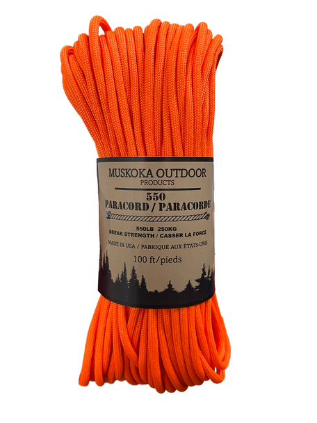 550 Paracord Made in USA - 100ft (Orange) Canada Muskoka Outdoor