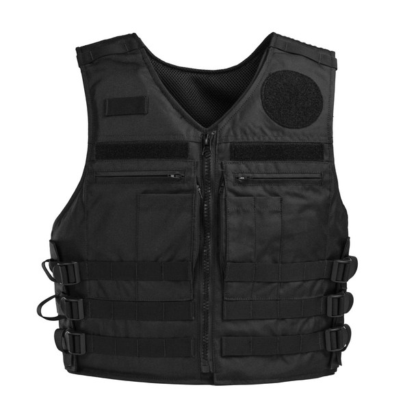 Overt Zip-Front Patrol Body Armour Vest - Black - view 1