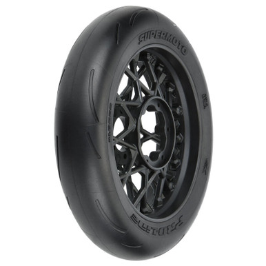 Proline 1/4 Supermoto Mounted Front Tyre with Black Wheel, ProMoto-MX/SM