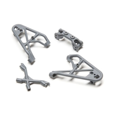 Losi Front Shock Tower/Brace and Camber Link Mount, Gray, Rock Rey