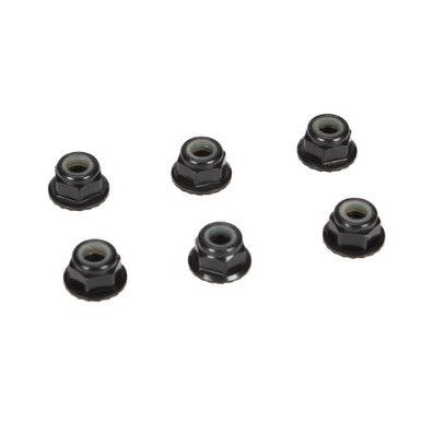 TLR 4mm Aluminium Serrated Lock Nuts, Black, 6pcs, 22 5.0, 22X-4